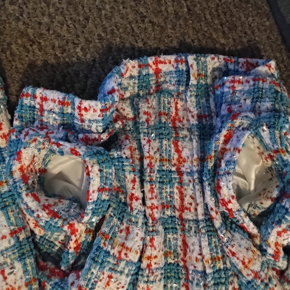 Red and Blue Bomber Jacket with Textured Tweed NEW WITH TAGS - Picture 2 of 6